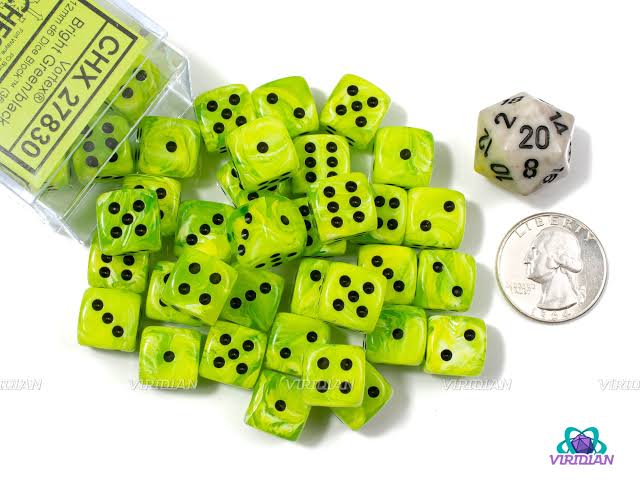 Chessex: 12mm d6 Dice Block - Vortex Bright Green/Black - Image 2