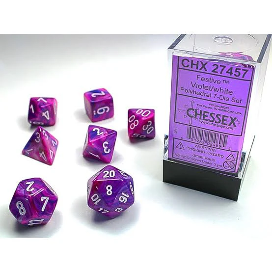 Chessex: Violet/White Polyhedral 7 Dados - Image 2